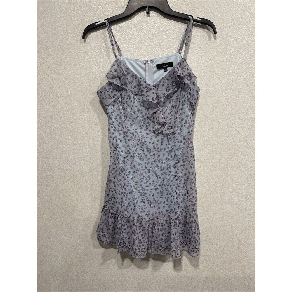 Lulus Sing Sweetly Mini Dress Women’s Small Light Blue Floral Print NWT